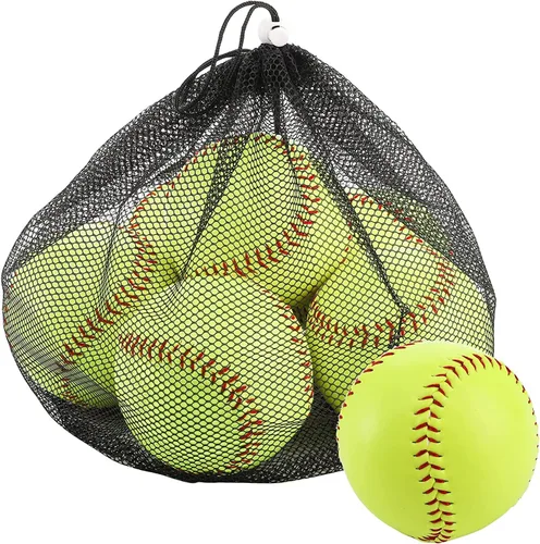 Vista 7 de Tebery Paquete de 6 pelotas de sóftbol de práctica deportiva, 12 pulgadas, tamaño oficial y peso lento, pelota de entrenamiento sin marcar
