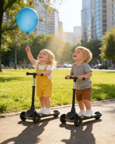 Vista 11 de 3 Wheel Kids Scooter with Light-Up Wheels, Ages 3-8 Negro