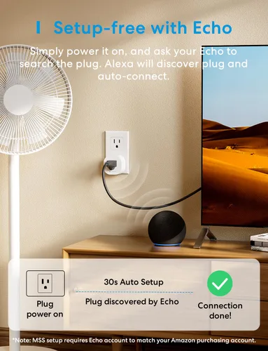 Vista 2 de meross Matter Smart Plug Mini, 100% Privacy LAN Smart Outlet, Easy Bluetooth Setup, Compact Design, Works with Apple Home/Alexa/Google Home