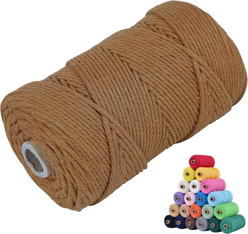 Vista 10 de Cordón de algodón para macramé 3mm x 109 yardas, cuerda de macramé natural color beige, suministros perfectos de algodón para macramé, para hacer