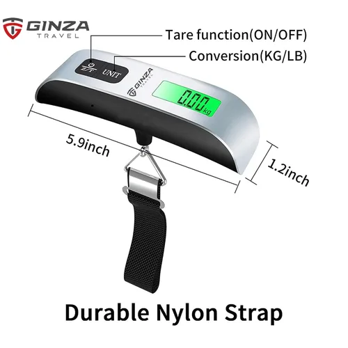 Vista 4 de GinzaTravel Báscula electrónica de equipaje de 110 libras de alta precisión para viajes, básculas colgantes digitales de 110.2 lbs