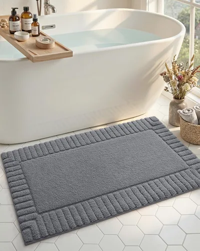 Vista 17 de DEXI - Alfombras de baño de 16"x24", alfombras antideslizantes para el suelo del baño, alfombra de baño ultrasuave y absorbente para la ducha, Beige