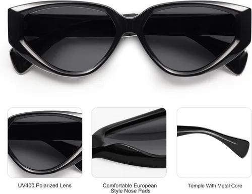 Vista 4 de SOJOS Gafas de sol polarizadas de moda ojo de gato para mujer, gafas de sol de moda Cateye SJ2295