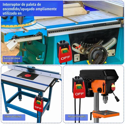 Vista 8 de Dreyoo 1 Pack Interruptor Monofásico Encendido/Apagado 120/230V, Interruptor de Mesa de Enrutador de 2HP a 120V con Gran Señal de Alto