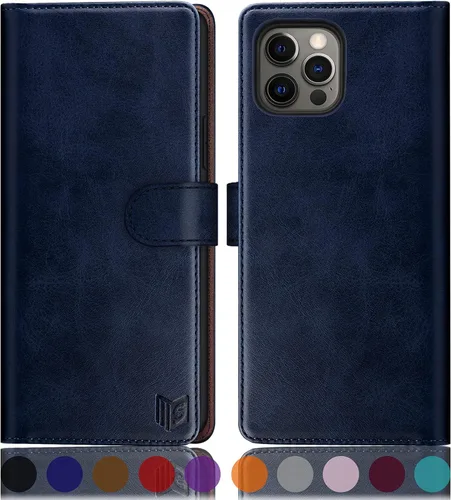 Vista 13 de SUANPOT Funda tipo cartera para iPhone 13 Pro Max 6.7 5G con bloqueo RFID, tarjetero y tarjetero, de piel sintética, a prueba de golpes, para Apple