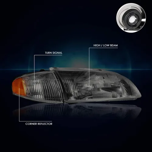 Vista 3 de Juego de 2 faros delanteros compatibles con Mazda 626 98-99, carcasa ahumada/esquina ámbar