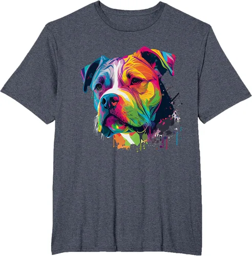 Vista 76 de Colorful American Bulldog American Bully Men Women T-Shirt Asphalt Grey