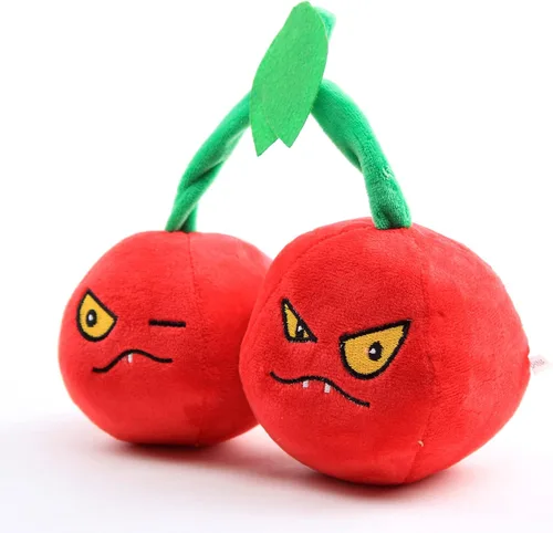 Vista 4 de Juguetes de peluche de plantas de peluche, figuras de muñeca de regalo de cumpleaños para niños (cerezas dobles)