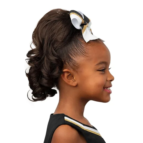 Vista 4 de Girly Curls Perfect Curls - Postizo de pelo de animadora, 14 pulgadas rizado para niñas jóvenes (ángel)