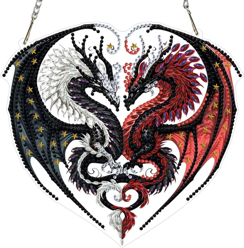 Vista 29 de MXJSUA Atrapasoles con pintura de diamante de águila calva americana, kits de arte de diamantes para adultos, adornos colgantes con cadena