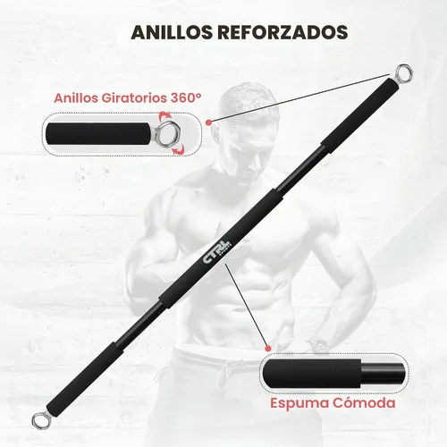 Vista 3 de Resistance Band Bar for Fitness – Workout Bar for Exercise, Squat, Biceps, Triceps, Shoulders, Back – Adjustable 3 Parts Bar for Resistance Bands