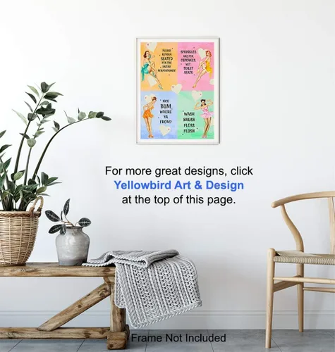 Vista 5 de Pinup - Decoración de baño para mujer, arte de pared de baño, divertida decoración retro de los años 50 para el hogar, tocador o baño, bonito regalo