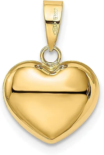 Vista 4 de Collar con dije de corazón 3 D de oro amarillo de 14 quilates, joyería fina inflada para mujer, regalos para ella