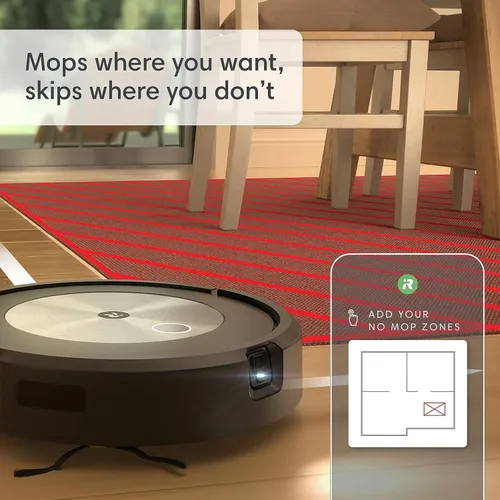 Vista 4 de iRobot Roomba Combo j5+ Robot aspirador y trapeador con vaciado automático: identifica y evita obstáculos como residuos de mascotas y cables
