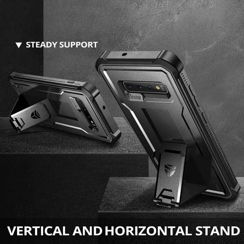 Vista 5 de Dexnor Funda para Samsung Galaxy S10+ Plus, [protector de pantalla y soporte integrados] Protección de grado militar resistente a prueba de golpes