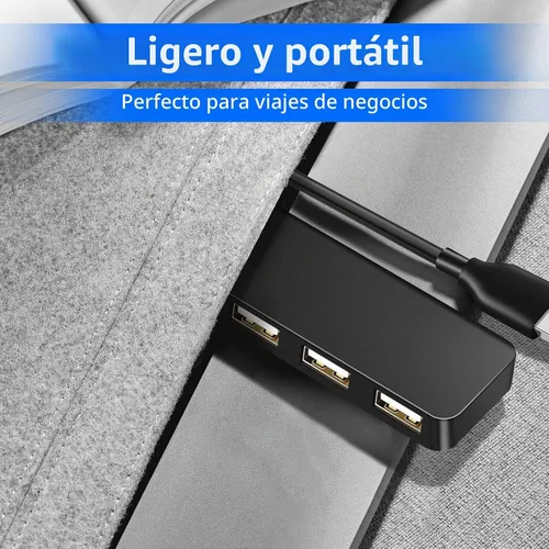 Vista 5 de Hub USB 4 Puertos USB 2.0 Divisor Hub Expansor para Laptop Computadora Flash Drive Consola Impresora Cámara Teclado Ratón Más Extendor de 1 a 4