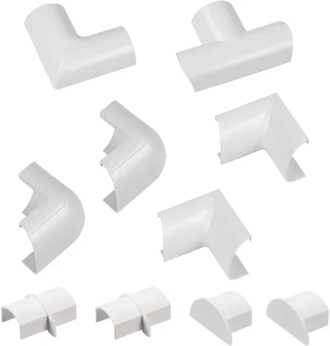 Vista 24 de D-Line Paquete de accesorios para cubierta de cable, solo para uso con longitudes de 0.78 pulgadas de ancho x 0.39 pulgadas de alto Blanco