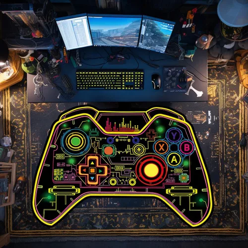 Vista 6 de Alfombra de juegos para adolescentes y niños, alfombra de jugadores que brilla en la luz negra, alfombra antideslizante para habitación de niños