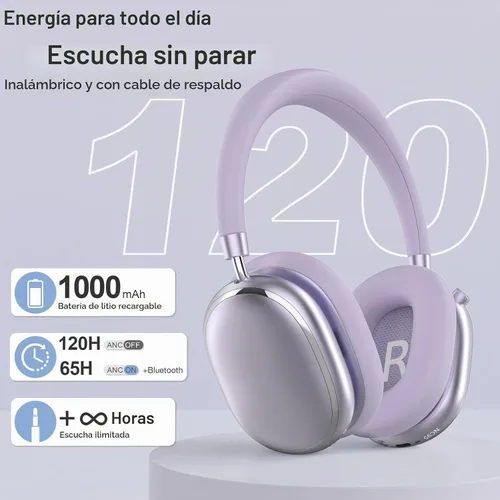Vista 9 de Auriculares híbridos con cancelación activa de ruido sobre la oreja Púrpura