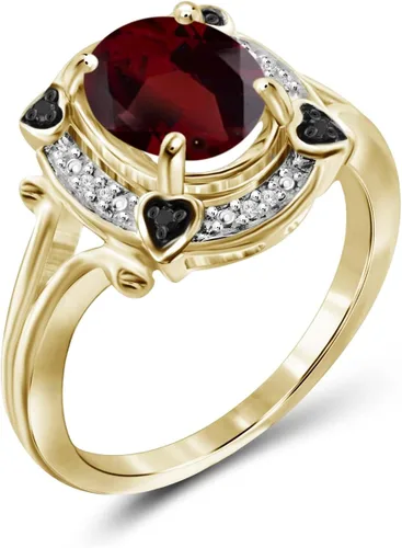 Vista 2 de JEWELEXCESS Anillo de 2,45 CTW granate y diamantes blancos de 120 quilates en oro de 14 quilates sobre plata