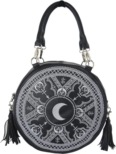 Vista 5 de Restyle Gothic Ocult Henna Bolso redondo Negro Imitación Piel Luna Bolso, Negro