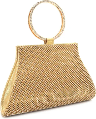 Vista 2 de MOSSMON Bolso de mano de cristal para novia y dama de honor elegante bolso de noche para mujer