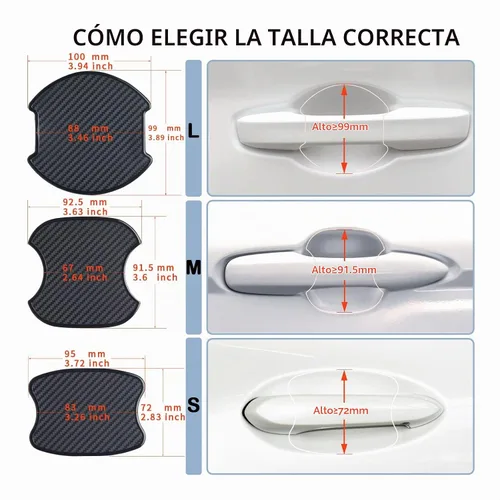 Vista 3 de 4 piezas de protector de recesión de pintura para taza de puerta de automóvil, diseño universal en 3D con textura de fibra de carbono, protector