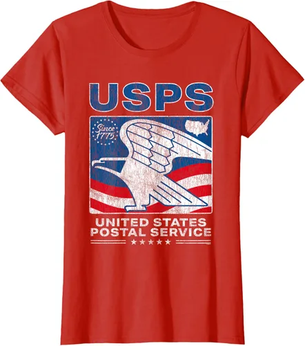 Vista 3 de US Postal Service Since 1775 Distressed Eagle Stamp Camiseta con la bandera de Estados Unidos