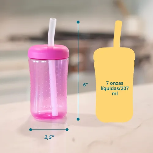 Vista 5 de The First Years Squeeze & Sip - Vasos con pajita para niños pequeños, taza de transición exprimible con popote de silicona, suministros de amarillo
