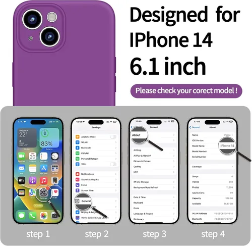 Vista 9 de Dssairo Funda magnética para iPhone 14, con 2 protectores de pantalla, silicona líquida mejorada, protección de cámara mejorada, protección