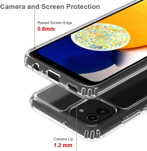 Vista 2 de Funda rígida para Samsung Galaxy A04E, transparente, delgada, rígida, híbrida, a prueba de golpes, con protector de pantalla de vidrio templado