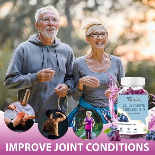 Vista 6 de 1 paquete de gomitas de condroitina de glucosamina de 3000 mg con MSM y saúco, extra fuerte, antioxidante, suplemento de apoyo inmunológico, salud