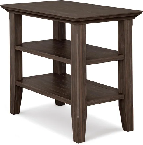 Vista 29 de SIMPLIHOME Acadian Mesa auxiliar estrecha – Mesa auxiliar rectangular de madera maciza de 14 pulgadas de ancho con 2 estantes abiertos en negro
