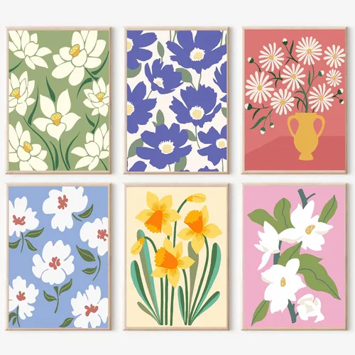 Vista 19 de cupmod Paquete de 6 kits de pintura por números para adultos principiantes, Número Boho Acrílico Fácil, DIY Números de Acuarela en Lienzo Sin Marco