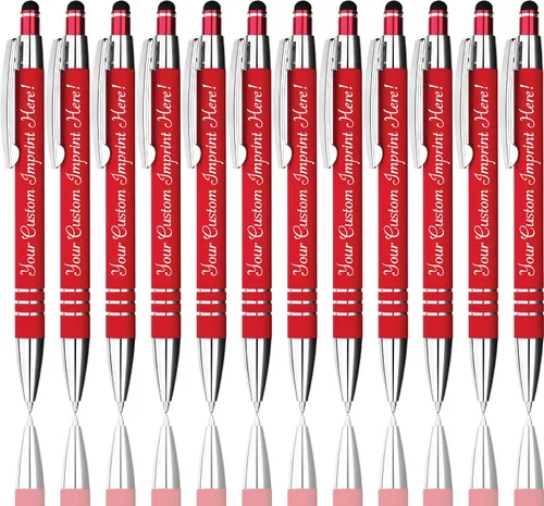 Vista 6 de Bolígrafos personalizados: el bolígrafo Hottie de goma suave al tacto con punta de lápiz óptico es un elegante bolígrafo de metal premium, tinta