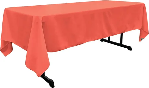 Vista 201 de LA Linen Mantel rectangular lavable de popelín de poliéster, resistente a las manchas y a las arrugas, cubierta de mesa 60x84, mantel de tela