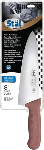 Vista 4 de Winco Cuchillo de chef de grado comercial de 8 pulgadas con hoja de acero alemán, marrón