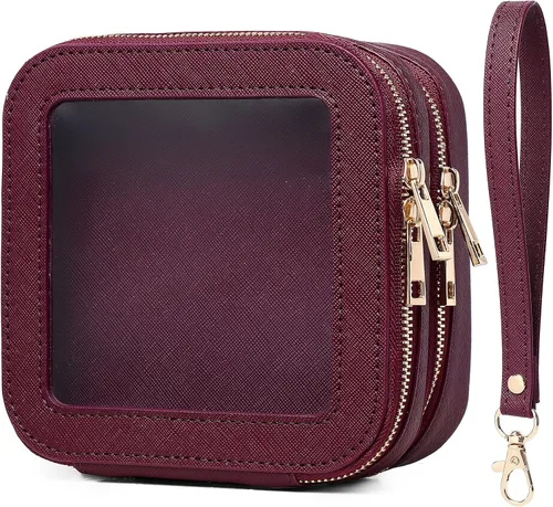 Vista 25 de Pinkmik Pequeña bolsa de maquillaje, mini estuche transparente para maquillaje y neceser con cremallera, organizador de bolsos para mujer