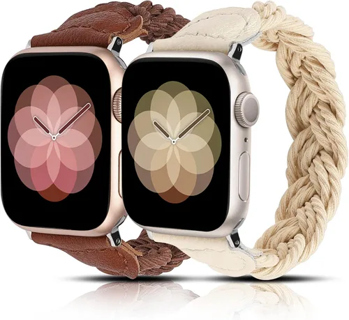 Vista 12 de Minyee - Correa trenzada compatible con Apple Watch de 41 mm, 40 mm, 38 mm, 42 mm, 44 mm, 45 mm, 46 mm, 49 mm, para mujeres, correa Solo Loop