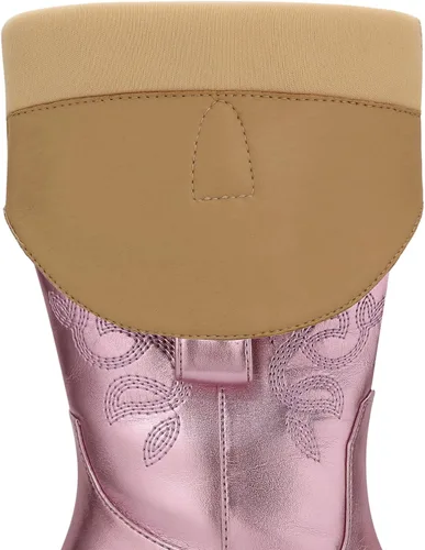 Vista 6 de SHIBEVER Botas vaqueras vaqueras para mujer Botas hasta la rodilla para mujer, botas occidentales bordadas con tacón grueso y ancho de pantorrilla