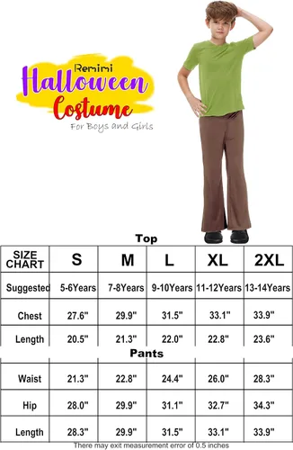 Vista 7 de Remimi Conjunto de ropa de Halloween para niños, conjunto de camisa y pantalones con bufanda roja, 3-14 años