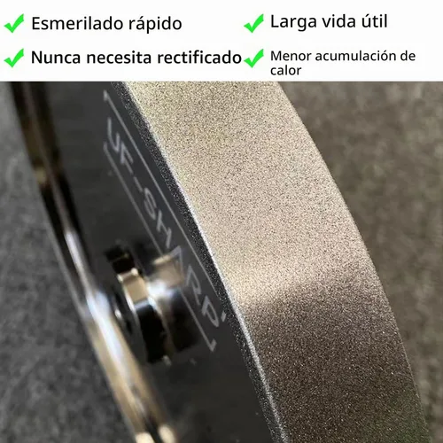 Vista 7 de Rueda de molienda CBN UF-SHARP de 8 pulgadas, grano 80, 1" de ancho, eje de 5/8", adecuada para todo tipo de amoladoras de banco de 8 pulgadas