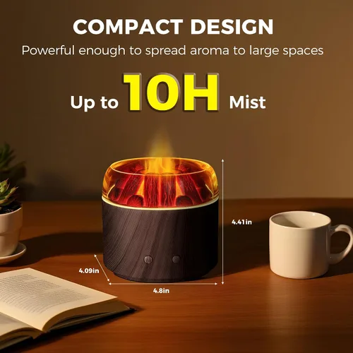 Vista 3 de Mini Difusor de Aire Bonfire, Difusor Ultrasónico de Aroma de Niebla Fría para Aceites Esenciales, Humidificador de Niebla de Fuego con Brillo LED