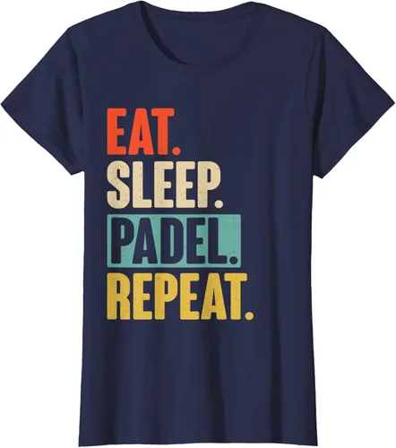 Vista 35 de Eat Sleep Padel Repeat - Camiseta de pádel retro vintage, Negro