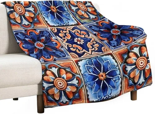 Vista 52 de Manta bohemia mexicana retro a rayas multicolor, manta bohemia étnica cálida de 30 x 40 pulgadas, suave manta de felpa mullida y acogedora manta