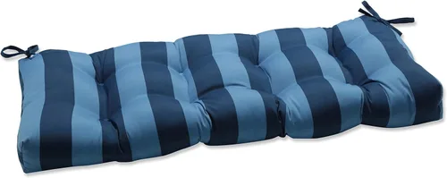 Vista 14 de Pillow Perfect - Cojín capitoné a rayas, resistente a la intemperie y la decoloración, para sofá de mimbre/columpio de exterior, bordes cuadrados