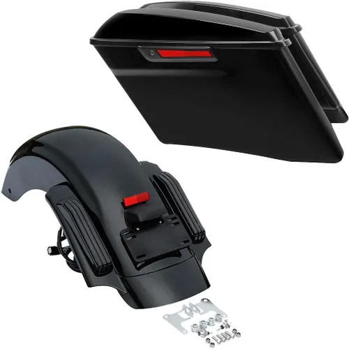 Vista 9 de TCMT Alforjas duras y forros para alfombra + luz LED para guardabarros traseros para Harley 2014-2024 Touring Road King Road Glide Street Glide