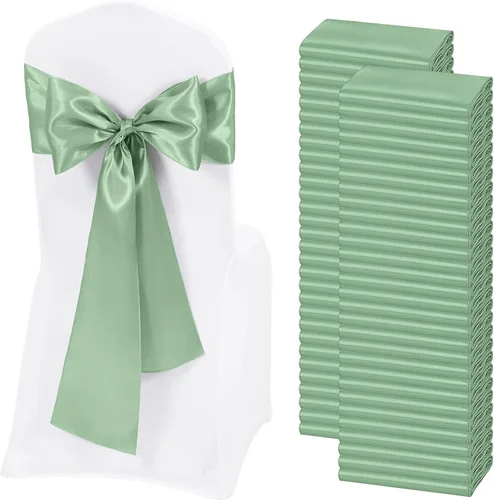Vista 26 de 60 bandas de satén color burdeos para silla, diseño de lazos, para decoración de sillas de Acción de Gracias, boda, Navidad, banquetes, fiestas