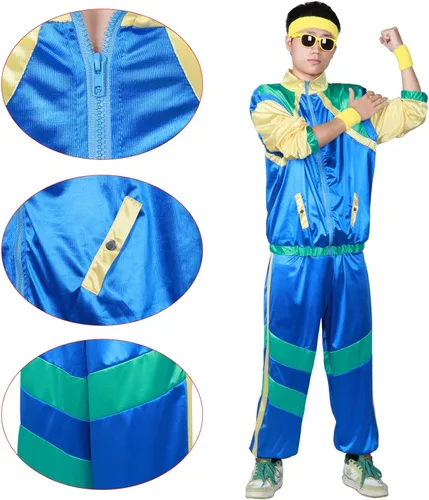 Vista 3 de Alaiyaky Disfraz deportivo retro de los años 80, disfraz de hip hop de los años 90, vestido de fiesta para mujeres y hombres adultos