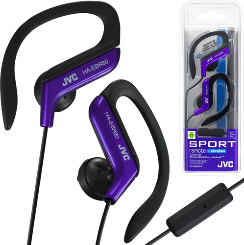 Vista 11 de Audífonos deportivos ajustables con mando y micrófono, color azul JVC HAEBR80A Negro